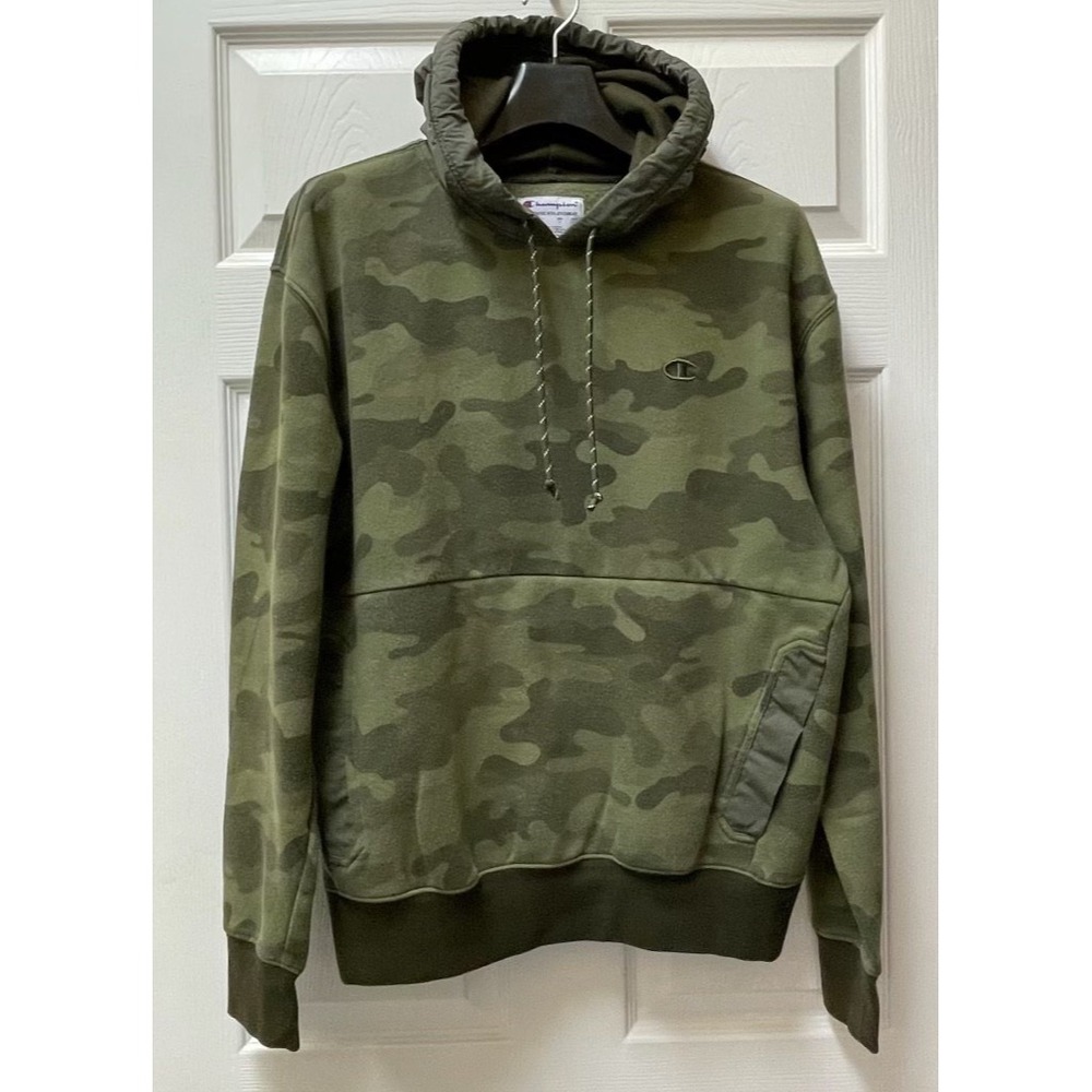 Champion Men's Medium Camo Hoodie Olive/Green with‎ Nylon Hood and Trim